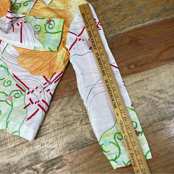 Vtg Florissant Medium New York Long Sleeve Embroidered Shirt Jacket Artsy Silk - Picture 8 of 12